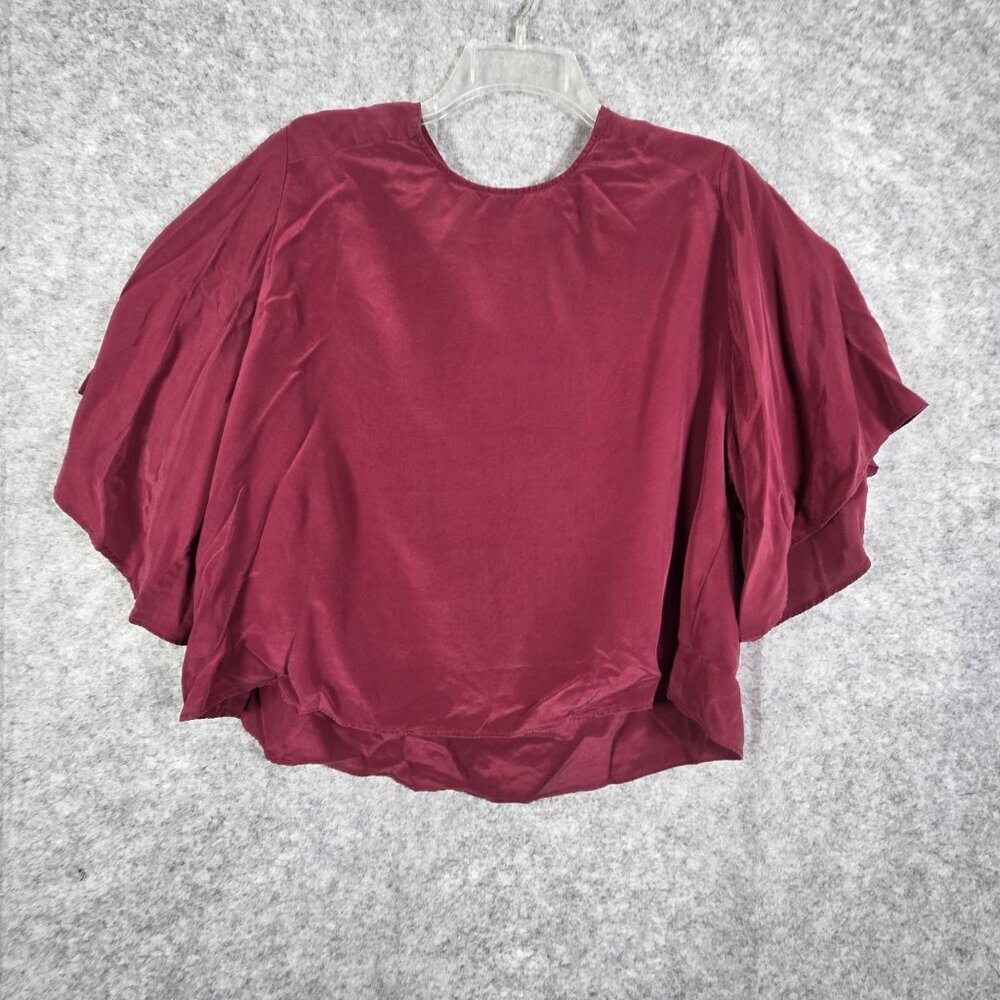 Lavender Brown Women's Pullover Silk Blouse Maroon Size S